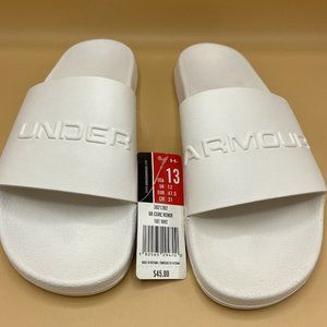 NWT Under Armour Core Remix Slides Mens 13 White